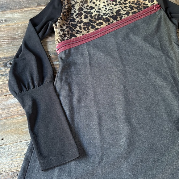 Save the Queen leopard print mixed media long sleeved dress EUC size Small - Picture 7 of 13